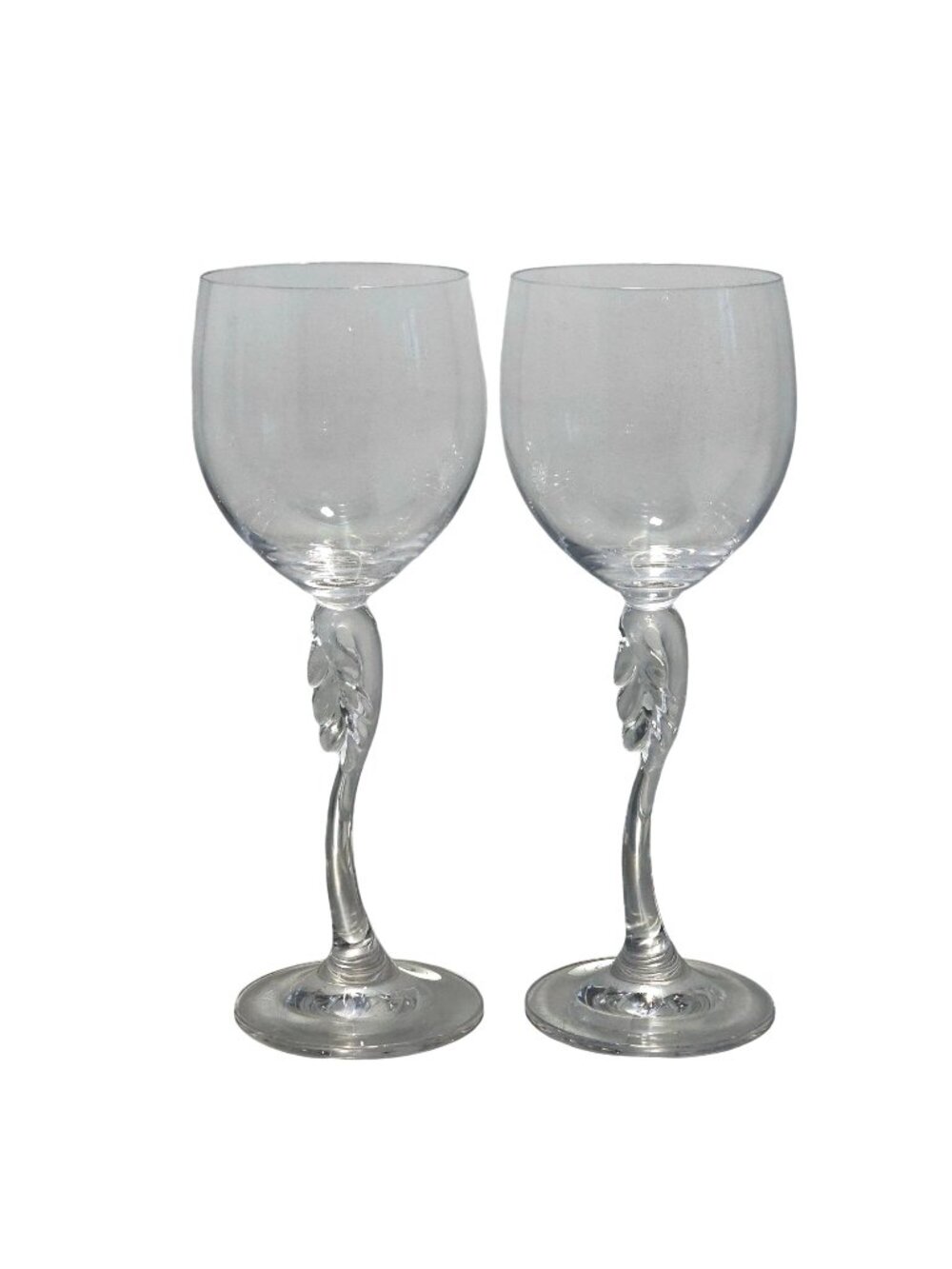 2 Mikasa Leaf Song Wine Glasses 9" art nouveau sculpted stem
